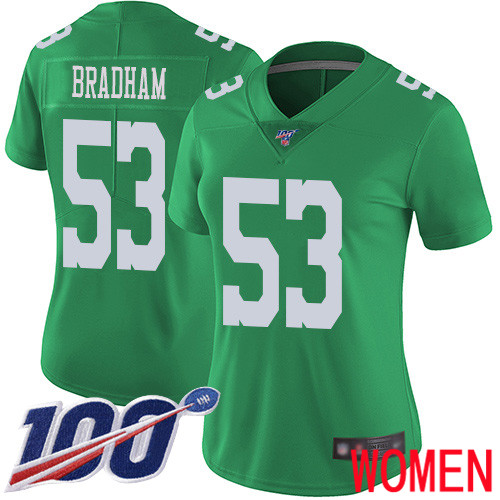 Women Philadelphia Eagles #53 Nigel Bradham Limited Green Rush Vapor Untouchable NFL Jersey 100th Season->nfl t-shirts->Sports Accessory